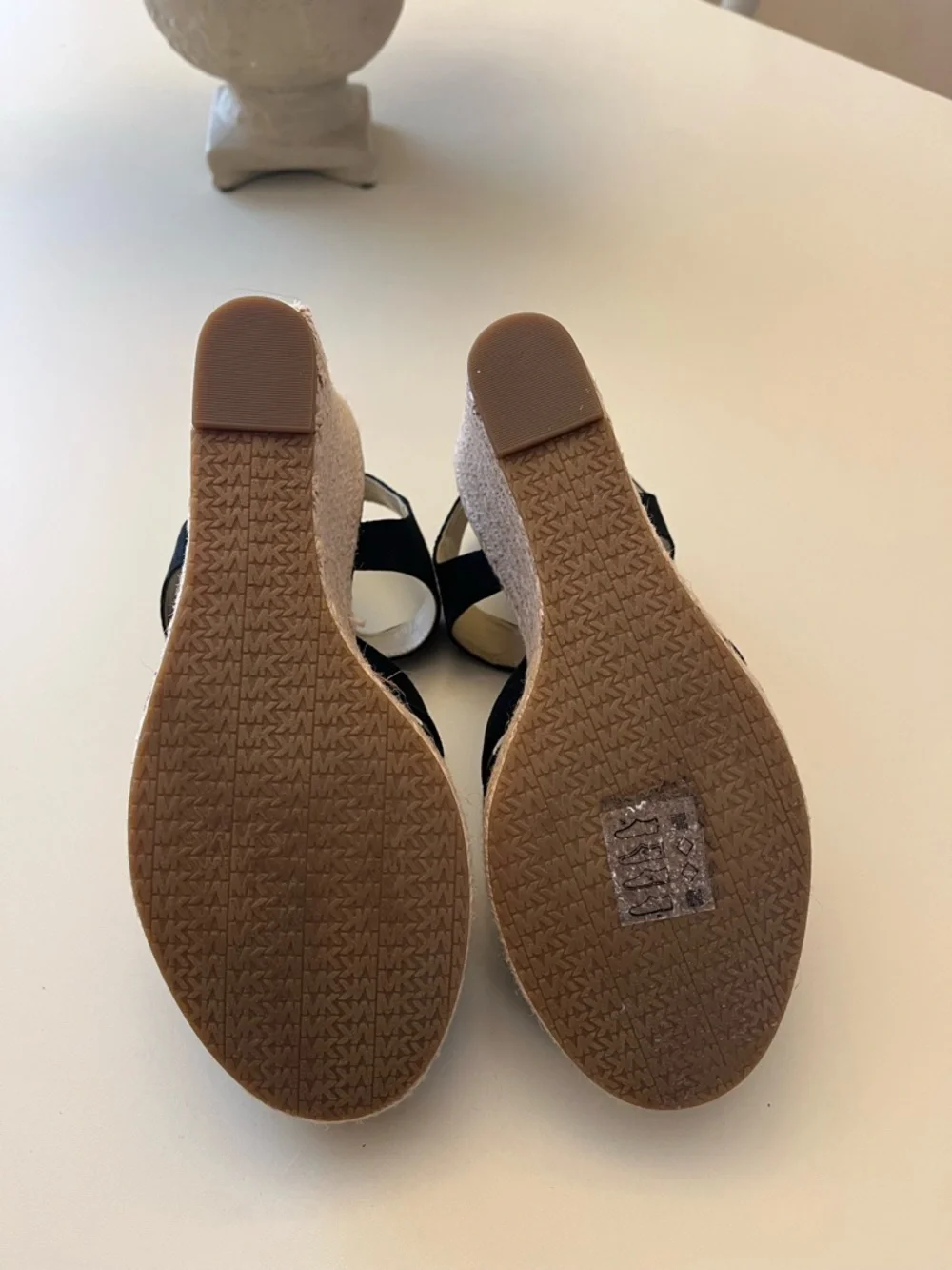Michael Kors Berkley Wedge Canvas Black Espadrille Wedge Sandals with Front Zip - Picture 6 of 6